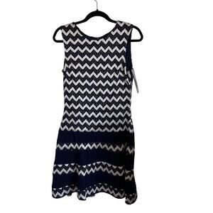 Betsy & Adam Chevron Cocktail Dress Mini to Midi sparkly zipup new years size 12